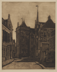 28698 Gezicht in Achter de Dom te Utrecht uit het noorden met op de achtergrond het Groot Kapittelhuis en het ...